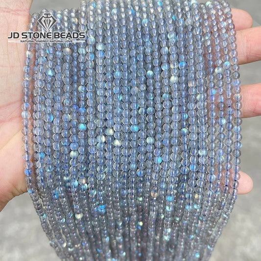 3-4mm Natural Gray Moonstone Beads