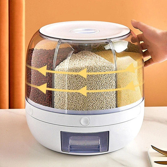 360 Degree Rotating Rice Dispenser Sealed Dry Cereal Grain Bucket